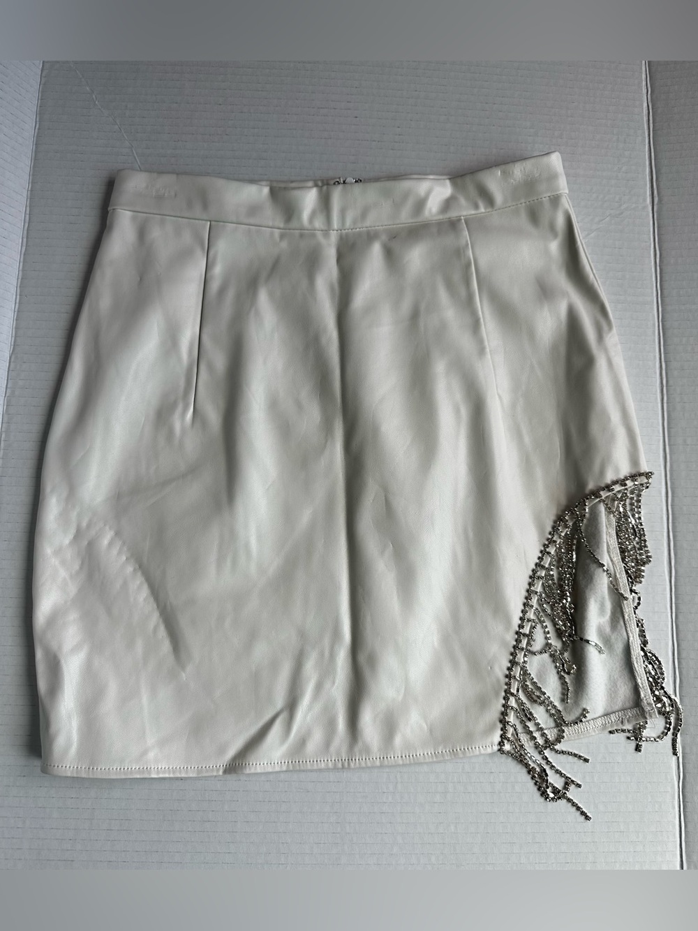 Windsor Ivory Mini Skirt with Beaded Fringe
